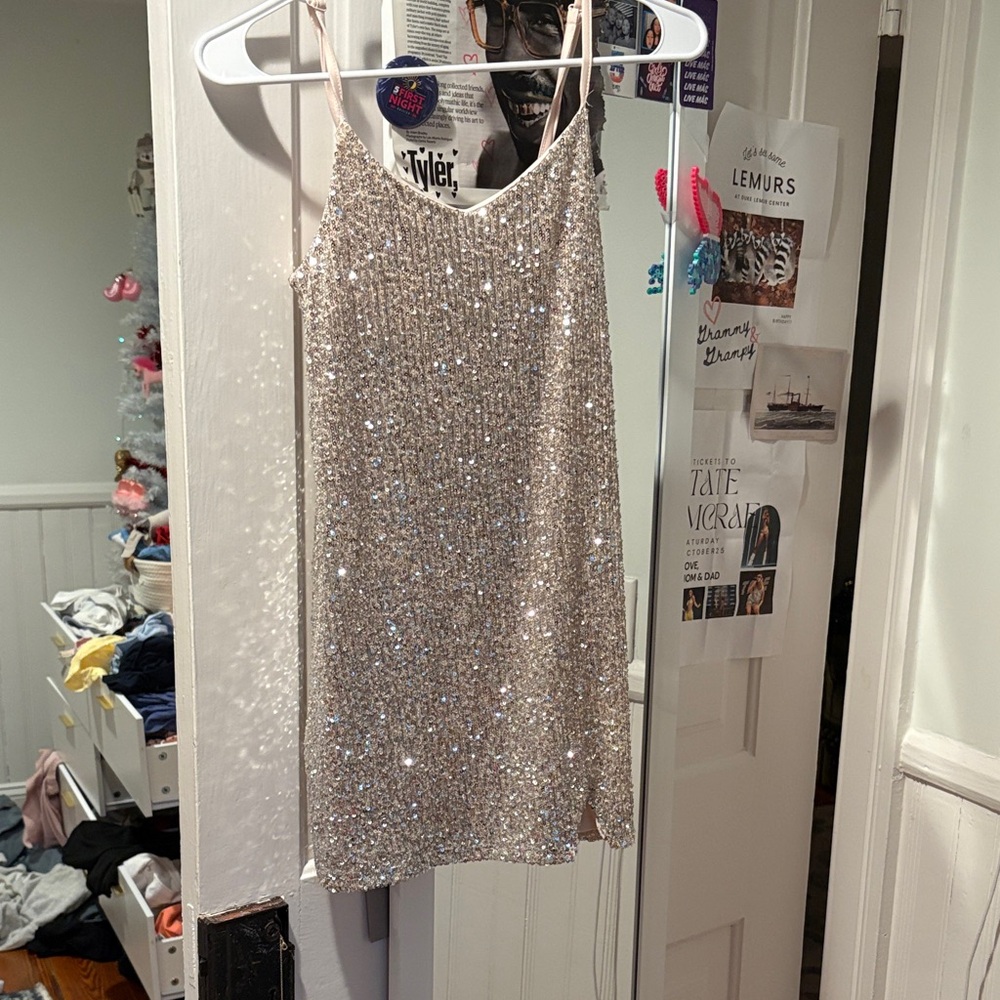 Art Class Glittering Silver Kids Formal Dress